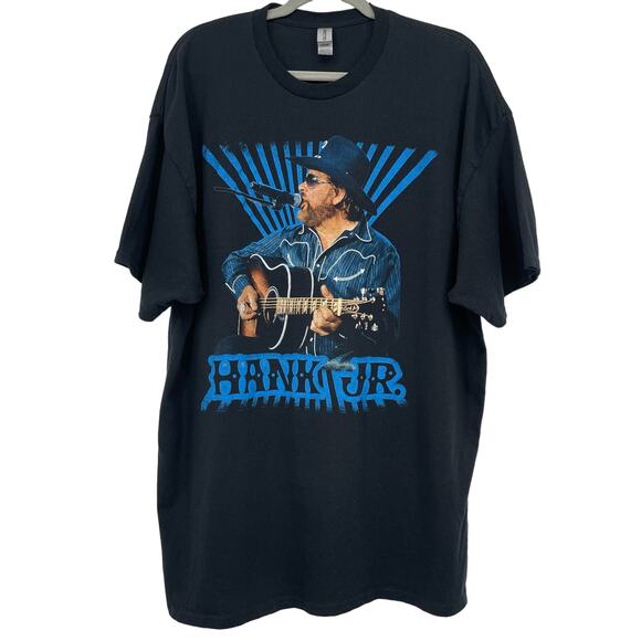 Gildan Hank Jr Mens 2XL Graphic T-Shirt Black Crewneck Heavy Cotton Short Sleeve - Picture 1 of 5